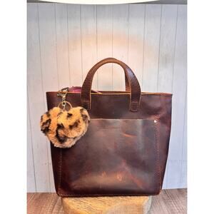 Brown Cheetah Print Brown Fuzzy Heart Animal Print Bag Charm Purse Charm NEW!